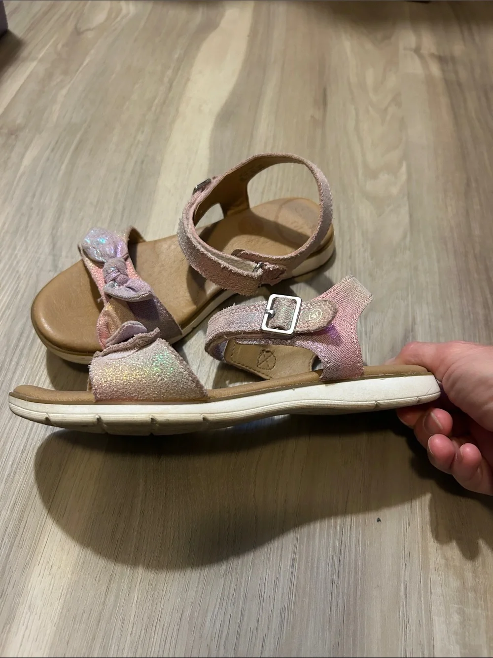 Stride Rite Pink Glitter Bow Girls' Sandals Big Kids 2W